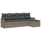 Garten-Sofa-Set mit Kissen mit Speicher 5 pcs Grau Poly Rattan