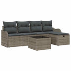 Garten-Sofa-Set mit Kissen mit Speicher 6 pcs Grau Poly Rattan