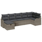 Garten-Sofa-Set mit Kissen mit Speicher 7 pcs Grau Poly Rattan