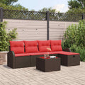 Gartensofa-set mit Kissen mit Speicher 6 pcs Braun Poly-Rattan