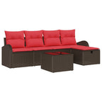 Gartensofa-set mit Kissen mit Speicher 6 pcs Braun Poly-Rattan