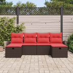 Gartensofa-set mit Kissen mit Speicher 6 pcs Braun Poly-Rattan