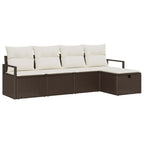 Garten-Sofa-Set mit Kissen mit Speicher 5 pcs Braun Poly Rattan