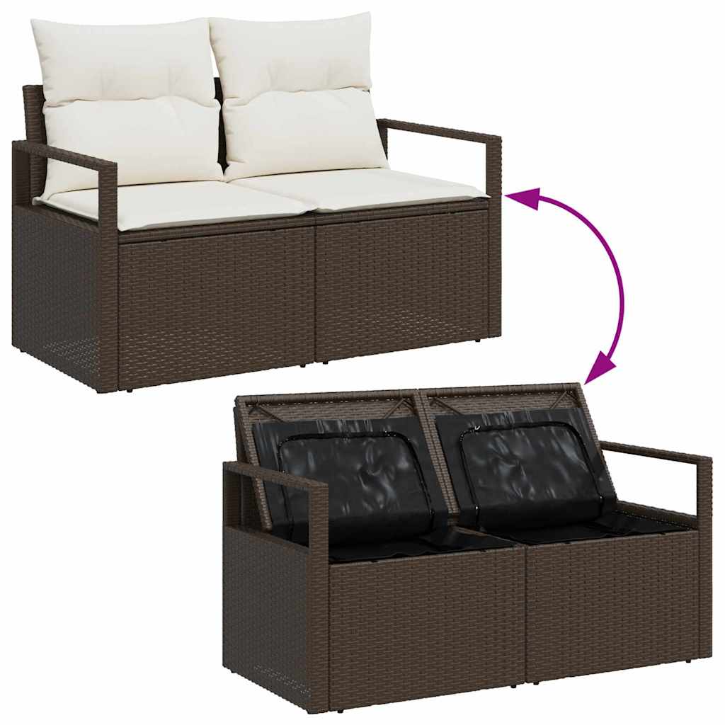 Garten-Sofa-Set mit Kissen mit Speicher 5 pcs Braun Poly Rattan