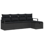 Garten-Sofa-Set mit Kissen 5 pcs Schwarz Poly Rattan