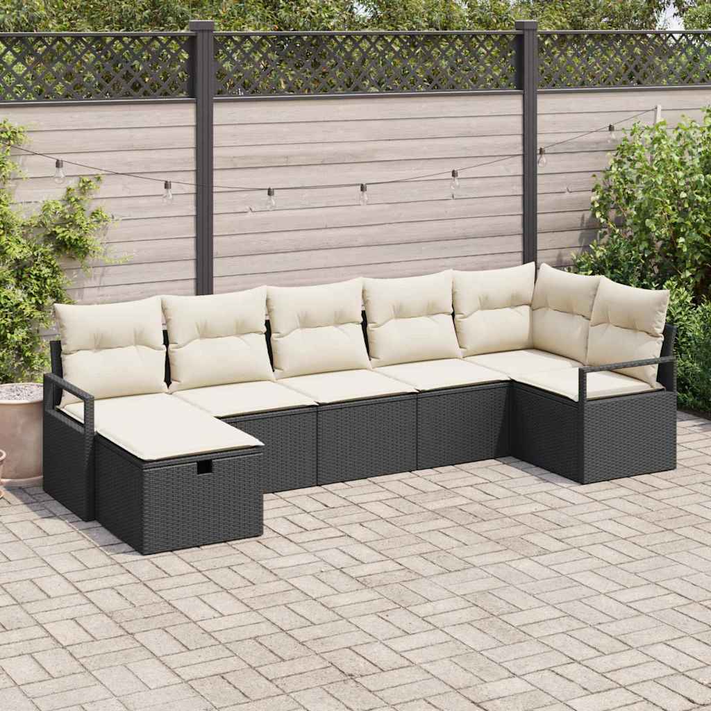 Sofa Set mit Kissen 7 pcs Poly-Rattan