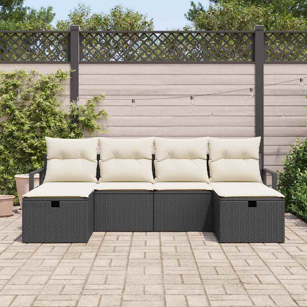 Sofa Set mit Kissen 5 pcs Poly-Rattan