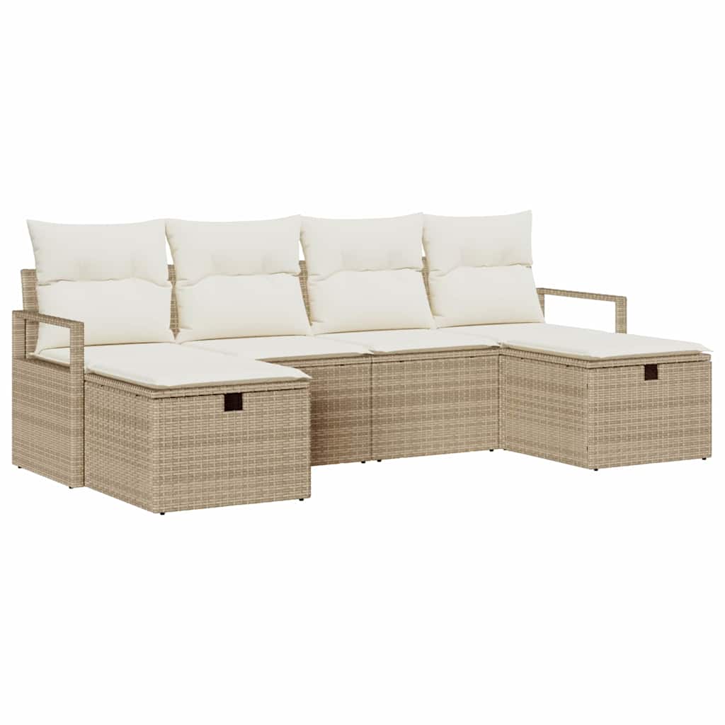Sofa Set mit Kissen 5 pcs Poly-Rattan