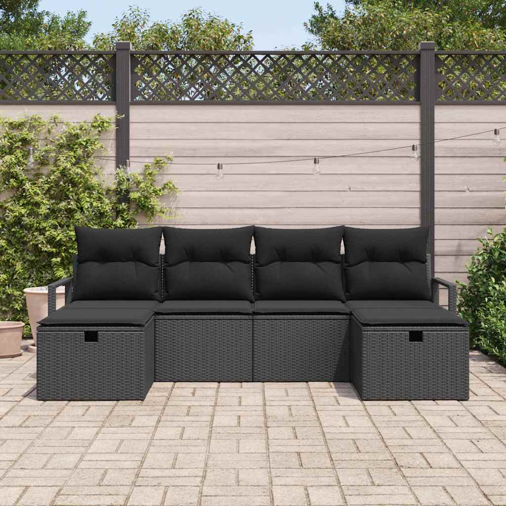 Sofa Set mit Kissen 5 pcs Poly-Rattan