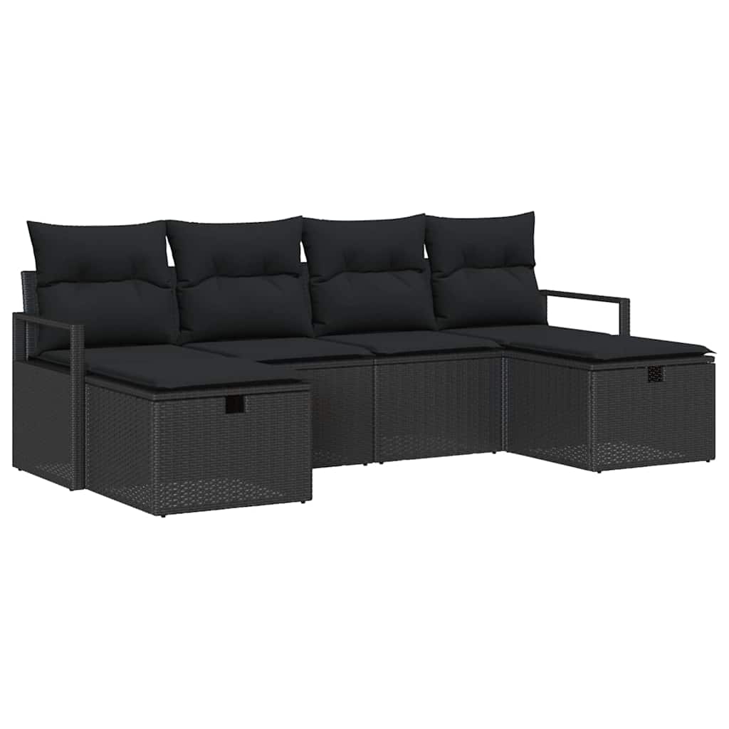 Sofa Set mit Kissen 5 pcs Poly-Rattan