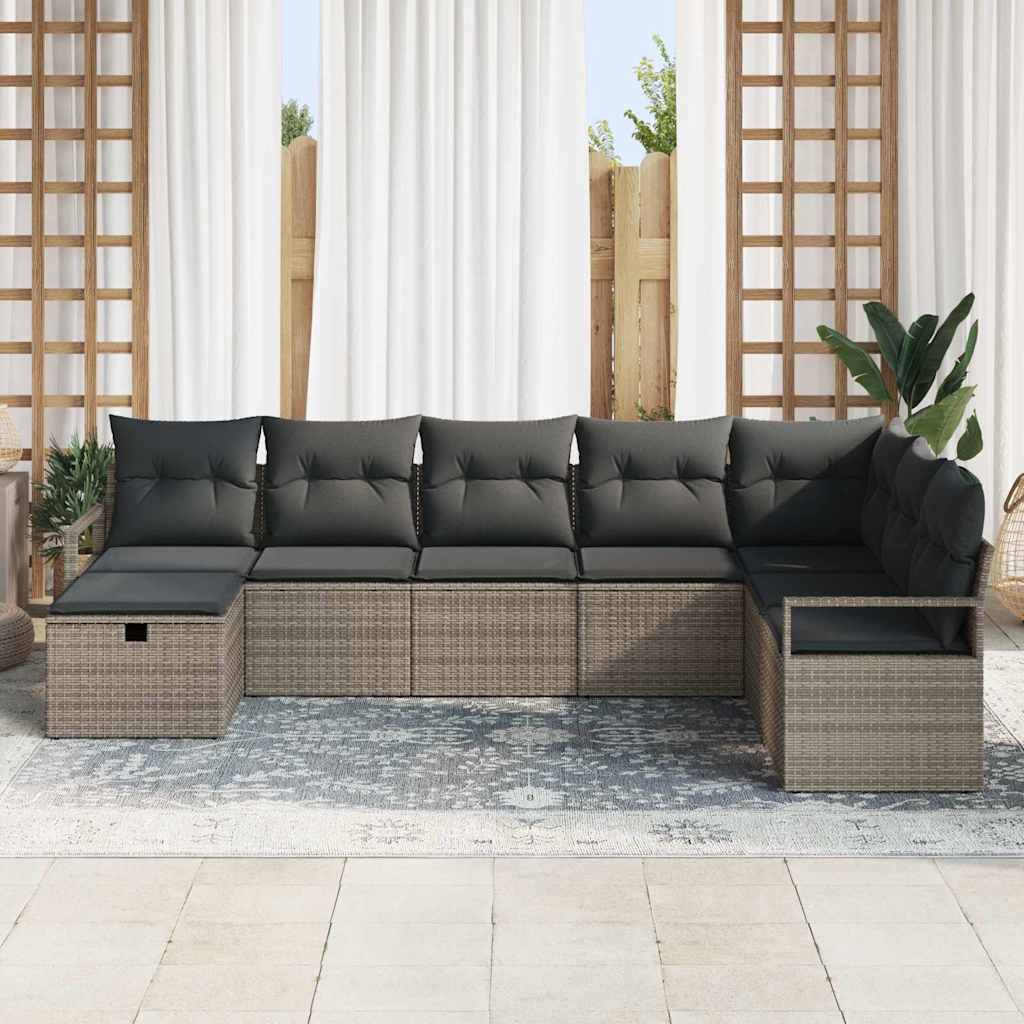 Sofa Set mit Kissen 5 pcs Poly-Rattan