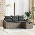Sofa Set mit Kissen 4 pcs Poly-Rattan