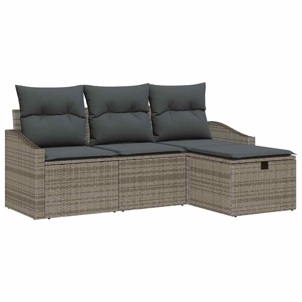 Sofa Set mit Kissen 4 pcs Poly-Rattan