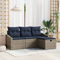 Sofa Set mit Kissen 3 pcs Poly-Rattan