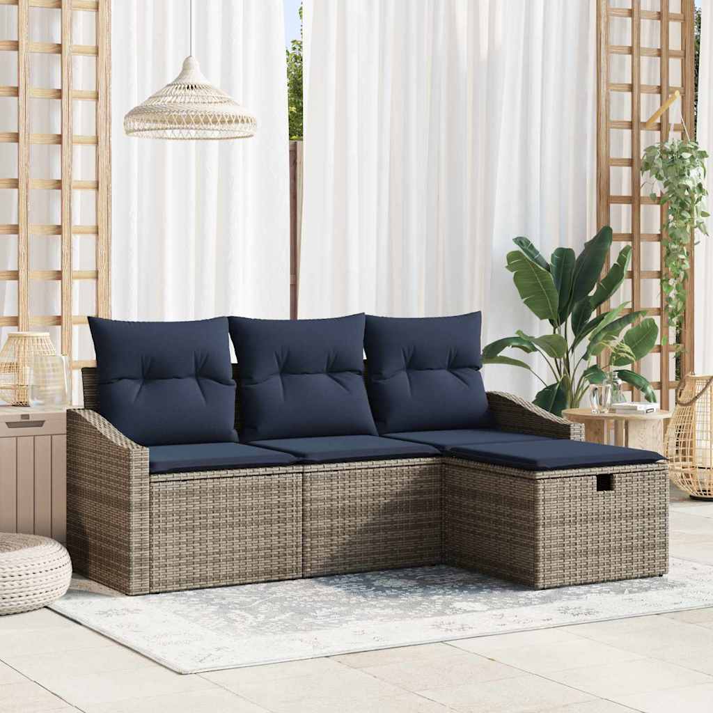 Sofa Set mit Kissen 3 pcs Poly-Rattan