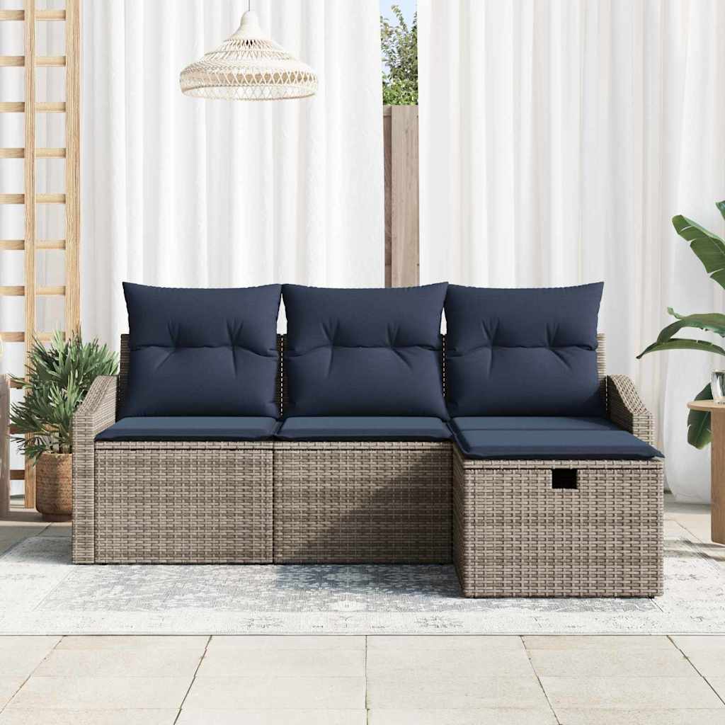 Sofa Set mit Kissen 3 pcs Poly-Rattan