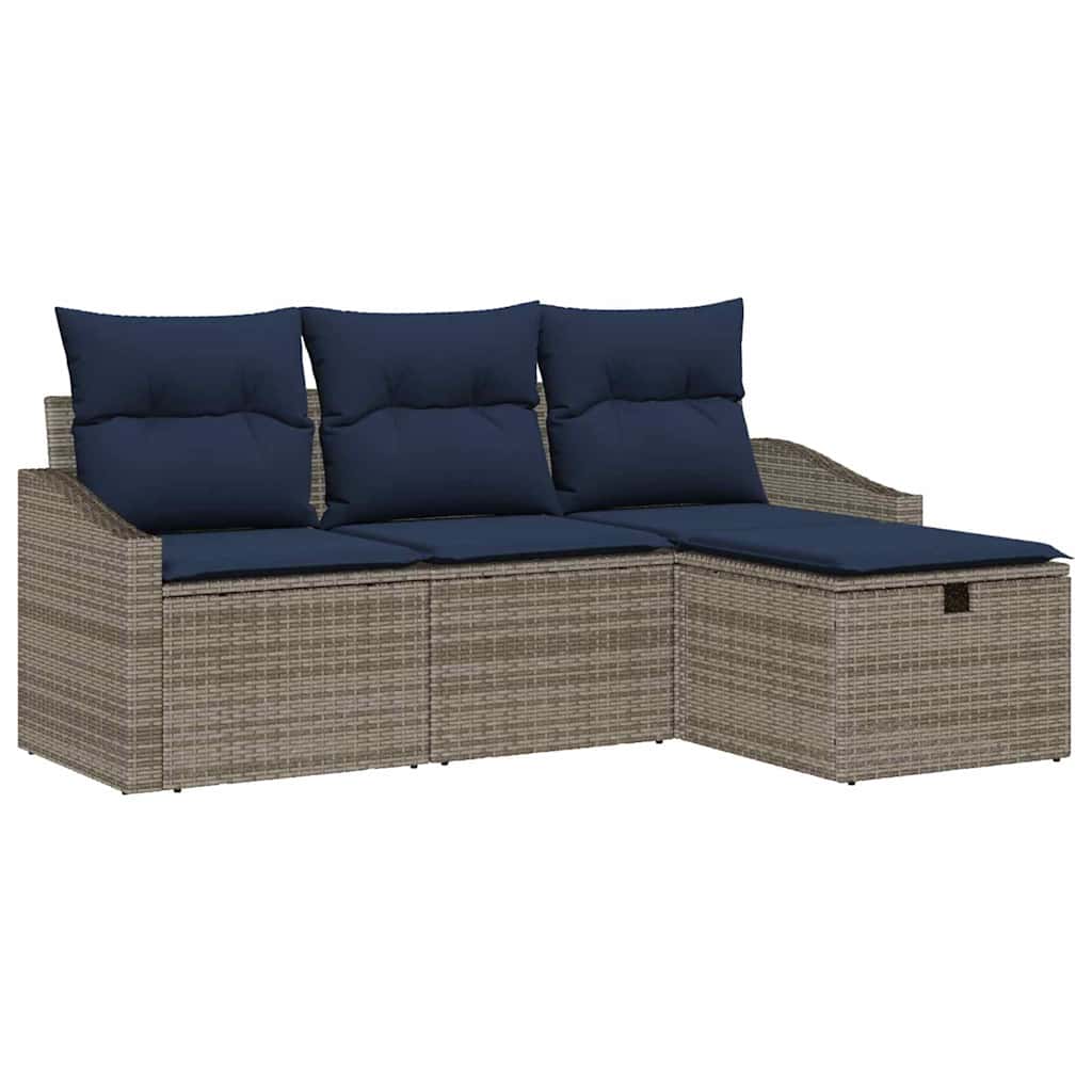 Sofa Set mit Kissen 3 pcs Poly-Rattan