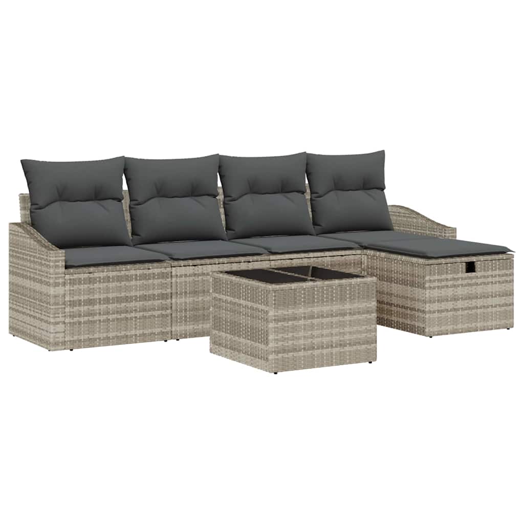 Sofa Set mit Kissen 6 pcs Poly-Rattan