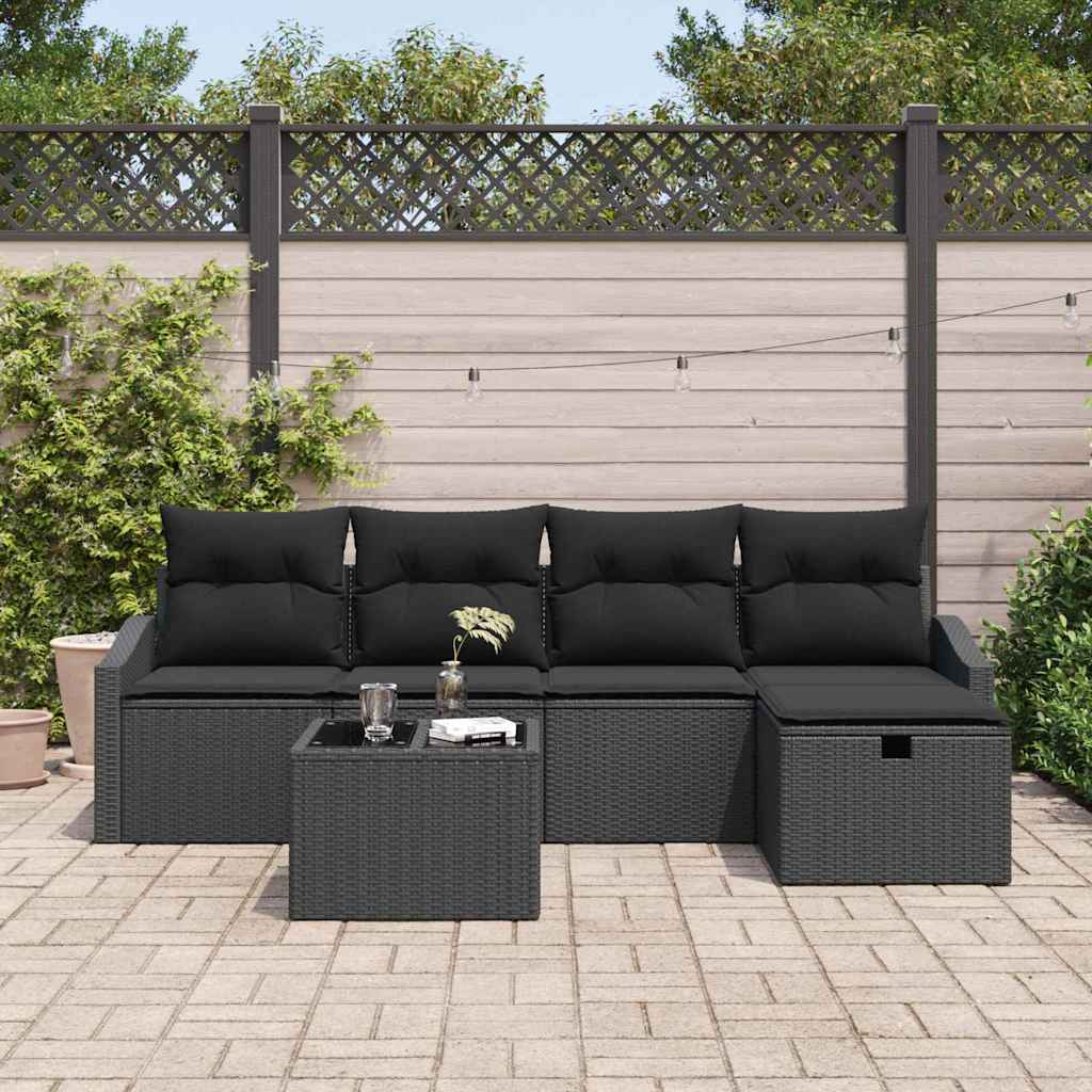 Sofa Set mit Kissen 6 pcs Poly-Rattan