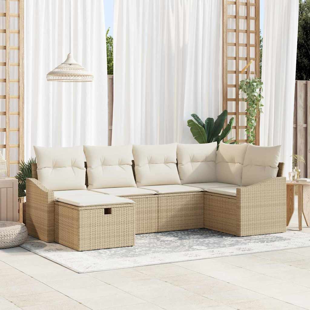 Sofa Set mit Kissen 7 pcs Poly-Rattan