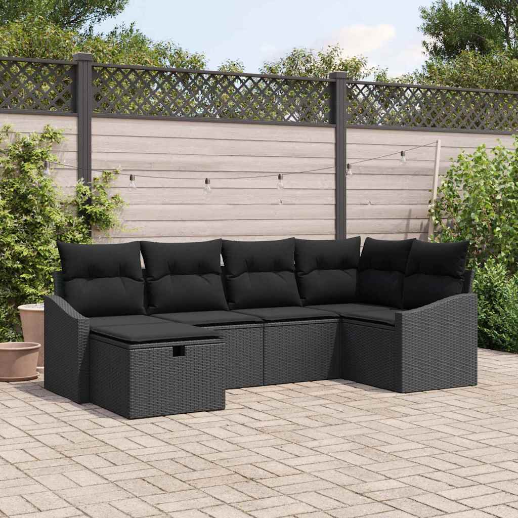 Sofa Set mit Kissen 7 pcs Poly-Rattan