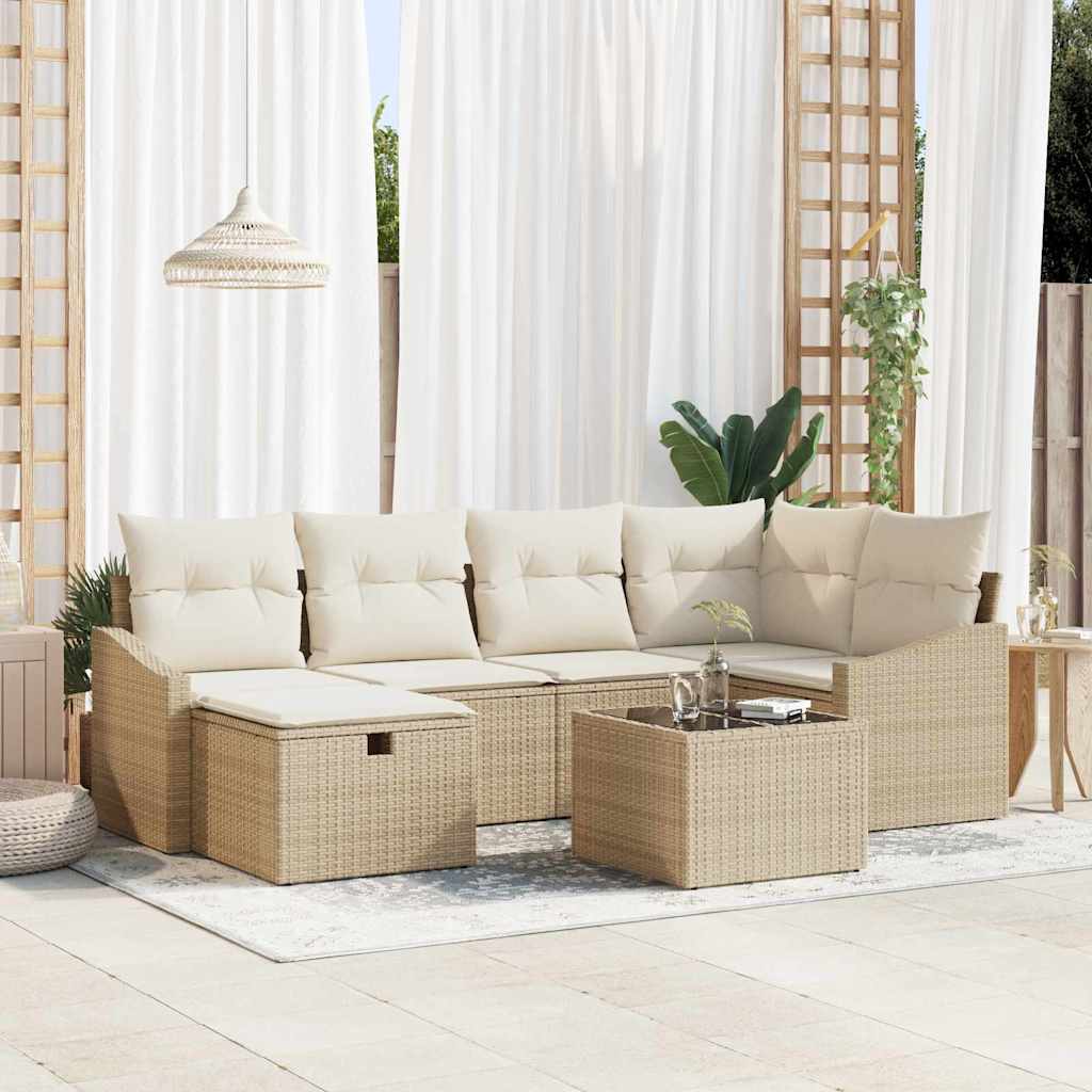 Sofa Set mit Kissen 6 pcs Poly-Rattan