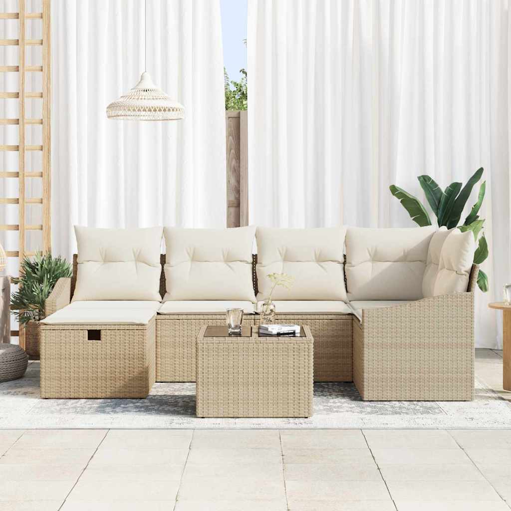 Sofa Set mit Kissen 6 pcs Poly-Rattan
