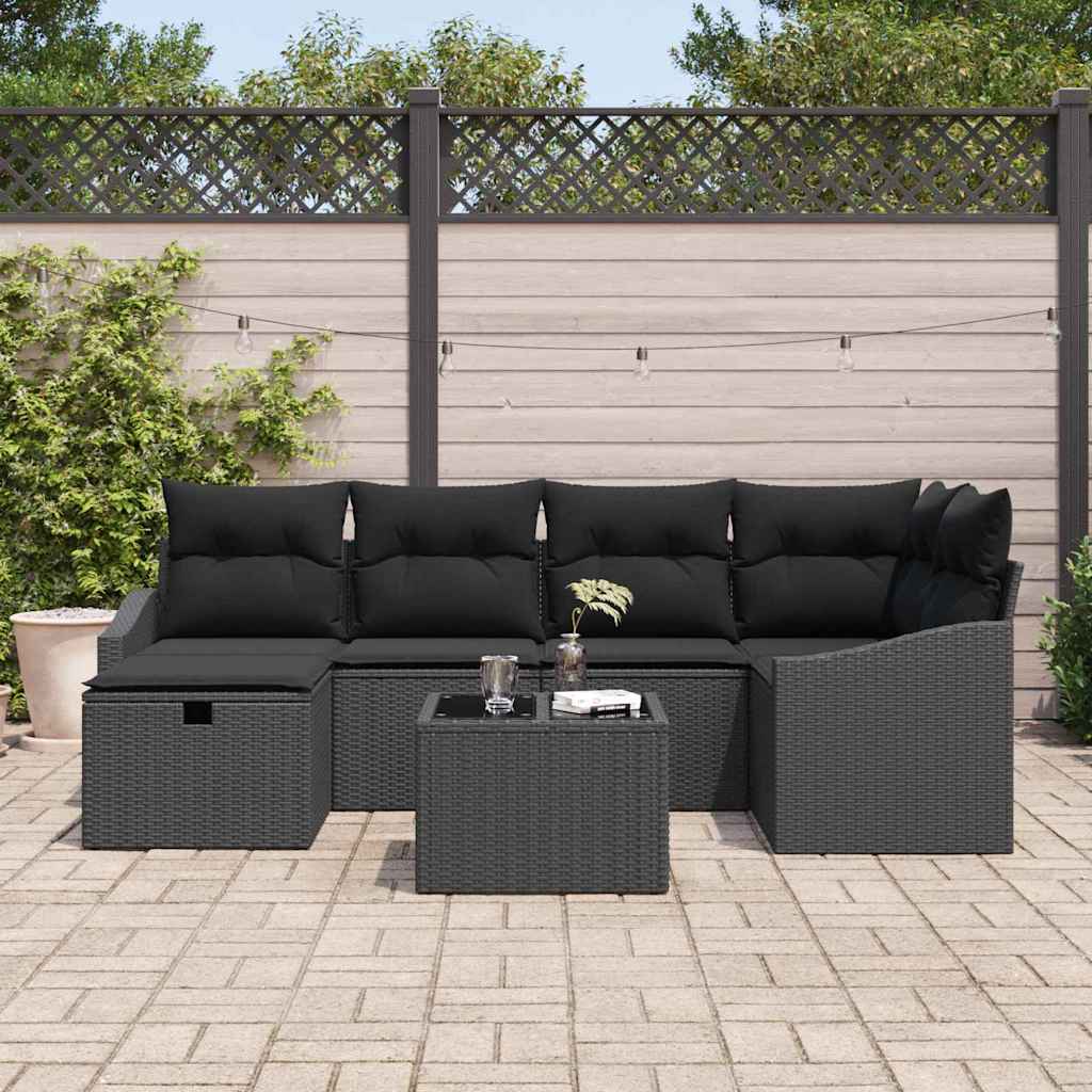 Sofa Set mit Kissen 7 pcs Poly-Rattan