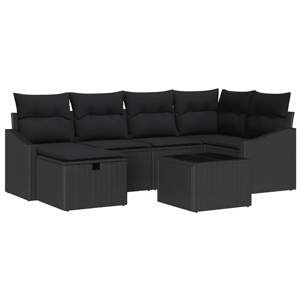 Sofa Set mit Kissen 7 pcs Poly-Rattan