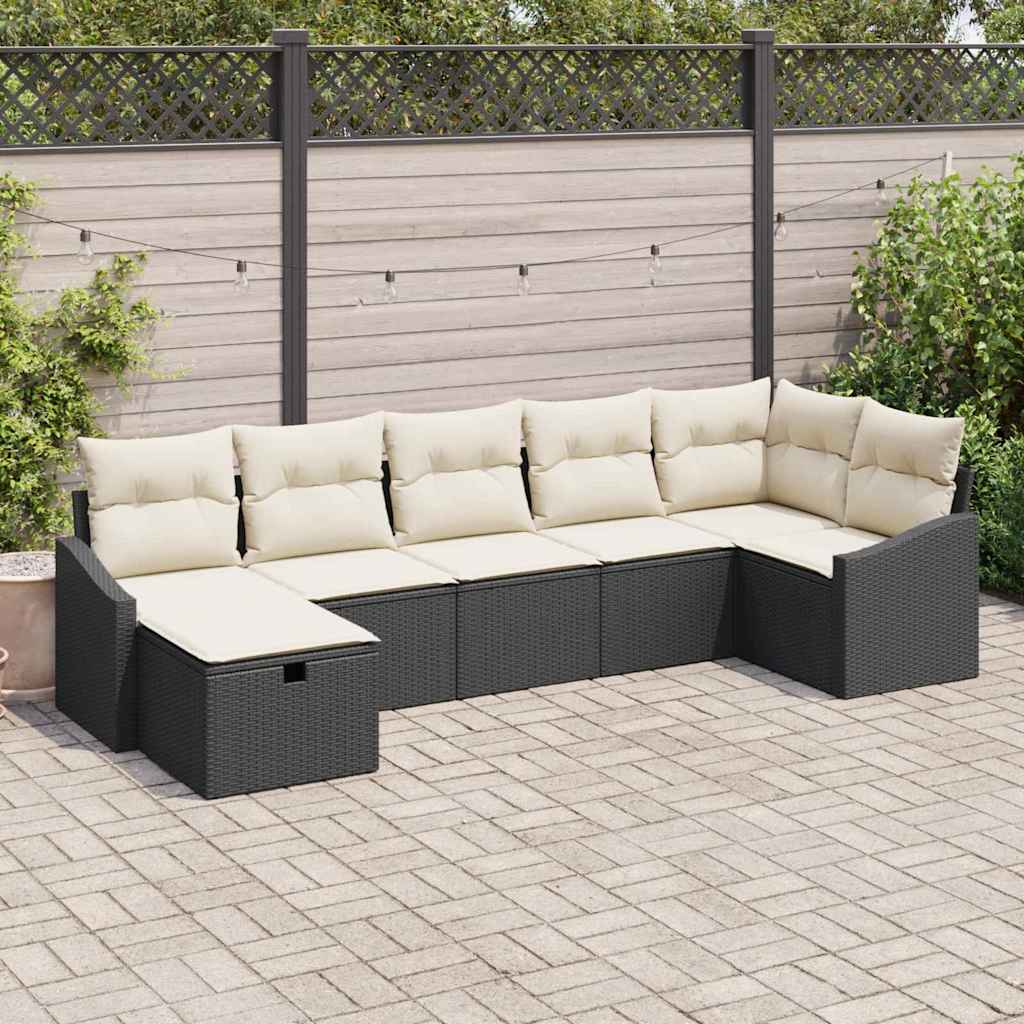 Sofa Set mit Kissen 7 pcs Poly-Rattan