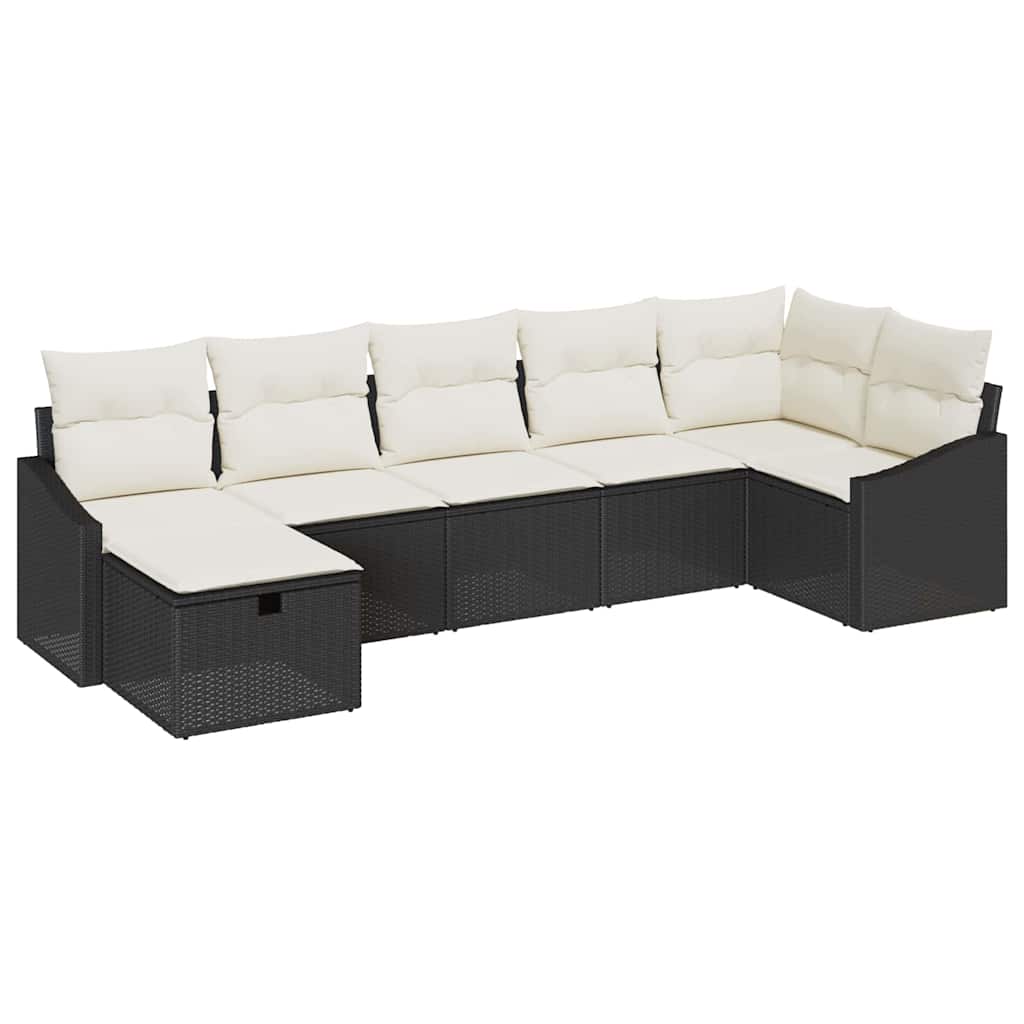 Sofa Set mit Kissen 7 pcs Poly-Rattan