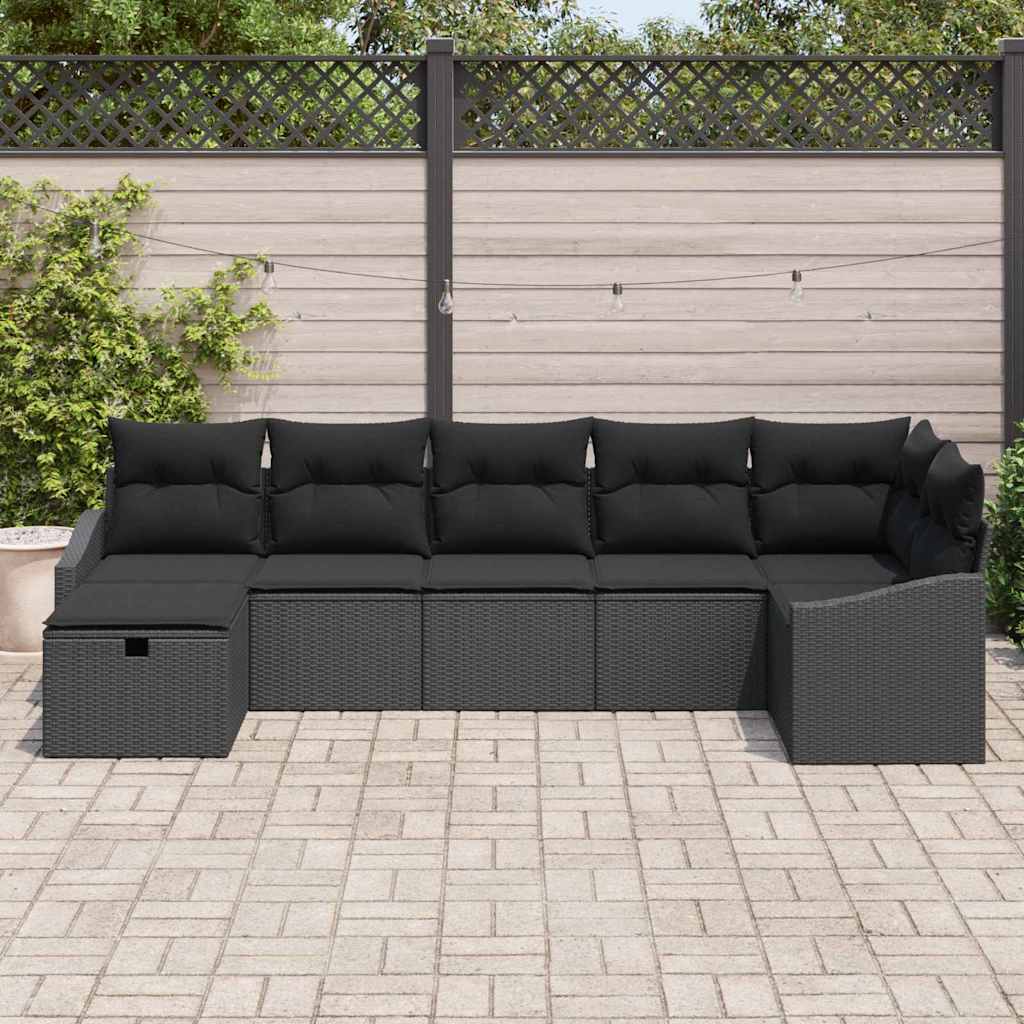 Sofa Set mit Kissen 7 pcs Poly-Rattan