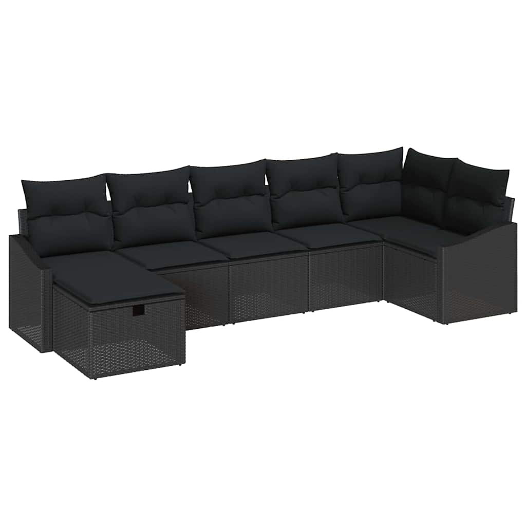 Sofa Set mit Kissen 7 pcs Poly-Rattan