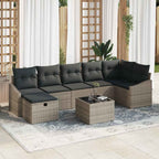 Sofa Set mit Kissen 8 pcs Poly-Rattan