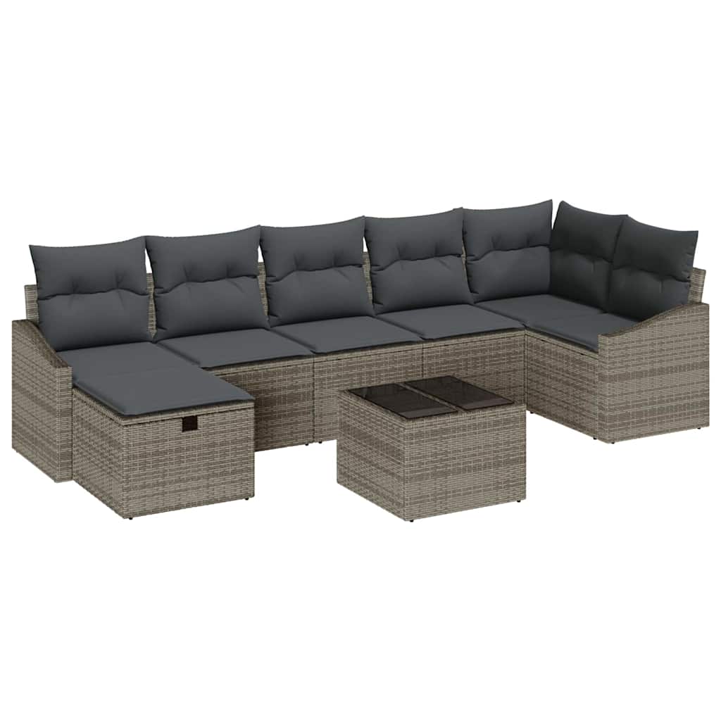 Sofa Set mit Kissen 8 pcs Poly-Rattan