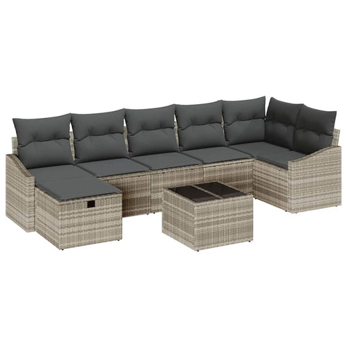 Sofa Set mit Kissen 8 pcs Poly-Rattan