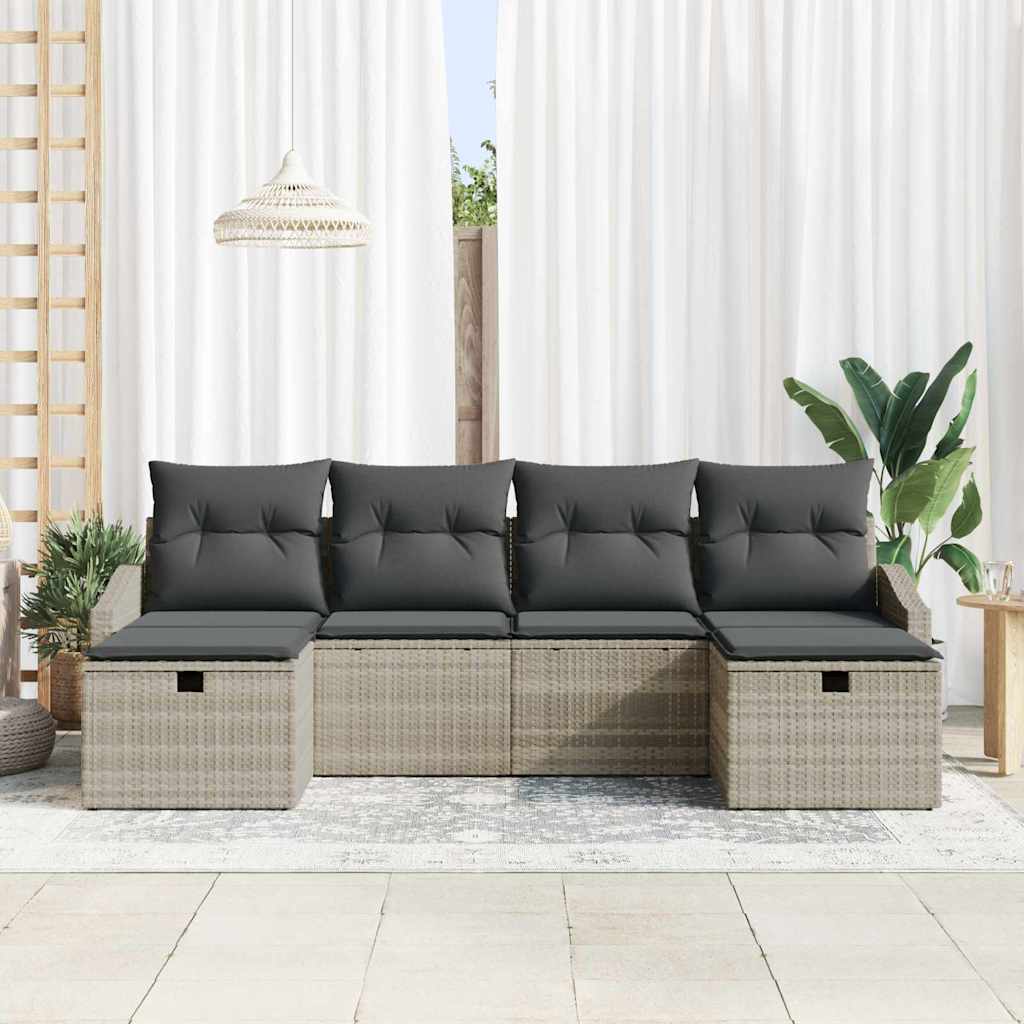 Sofa Set mit Kissen 6 pcs Poly-Rattan