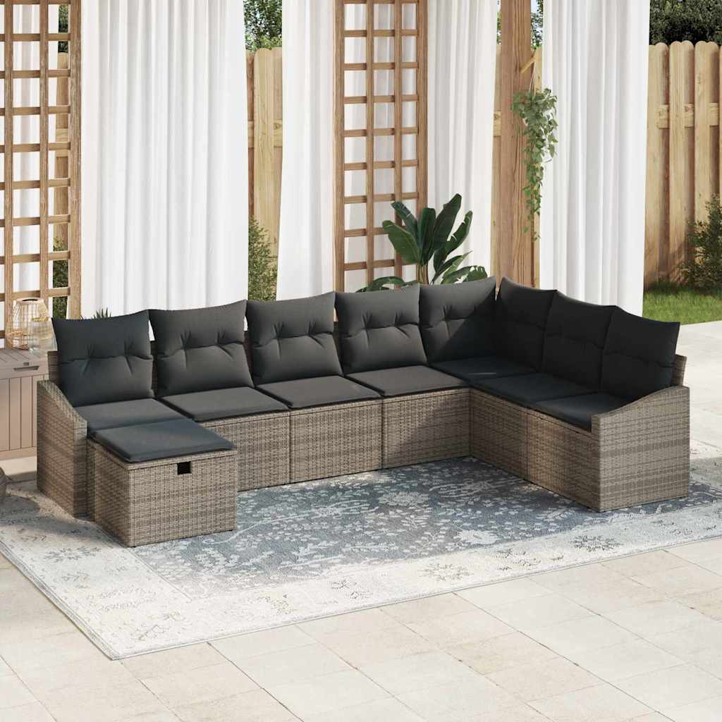 Sofa Set mit Kissen 9 pcs Poly-Rattan