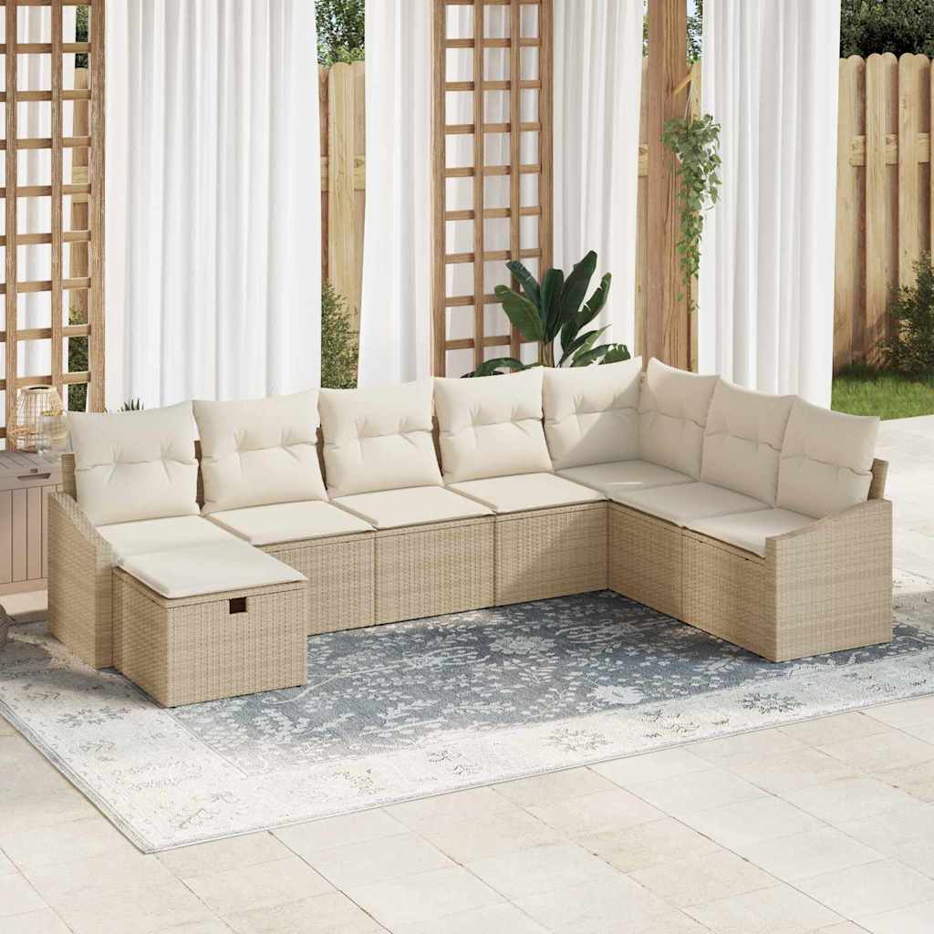 Sofa Set mit Kissen 8 pcs Poly-Rattan
