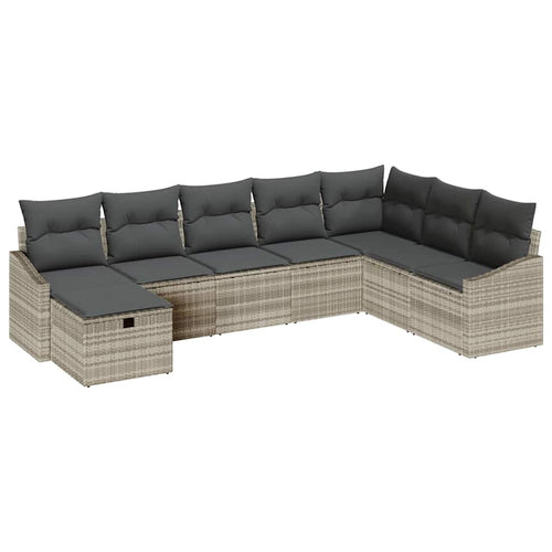 Sofa Set mit Kissen 9 pcs Poly-Rattan