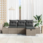 Sofa Set mit Kissen 4 pcs Poly-Rattan