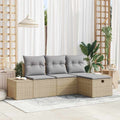 Sofa Set mit Kissen 4 pcs Poly-Rattan