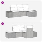 Sofa Set mit Kissen 4 pcs Poly-Rattan
