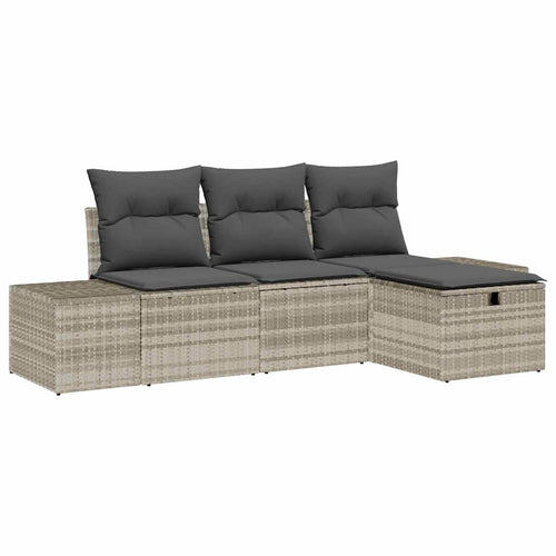 Sofa Set mit Kissen 4 pcs Poly-Rattan