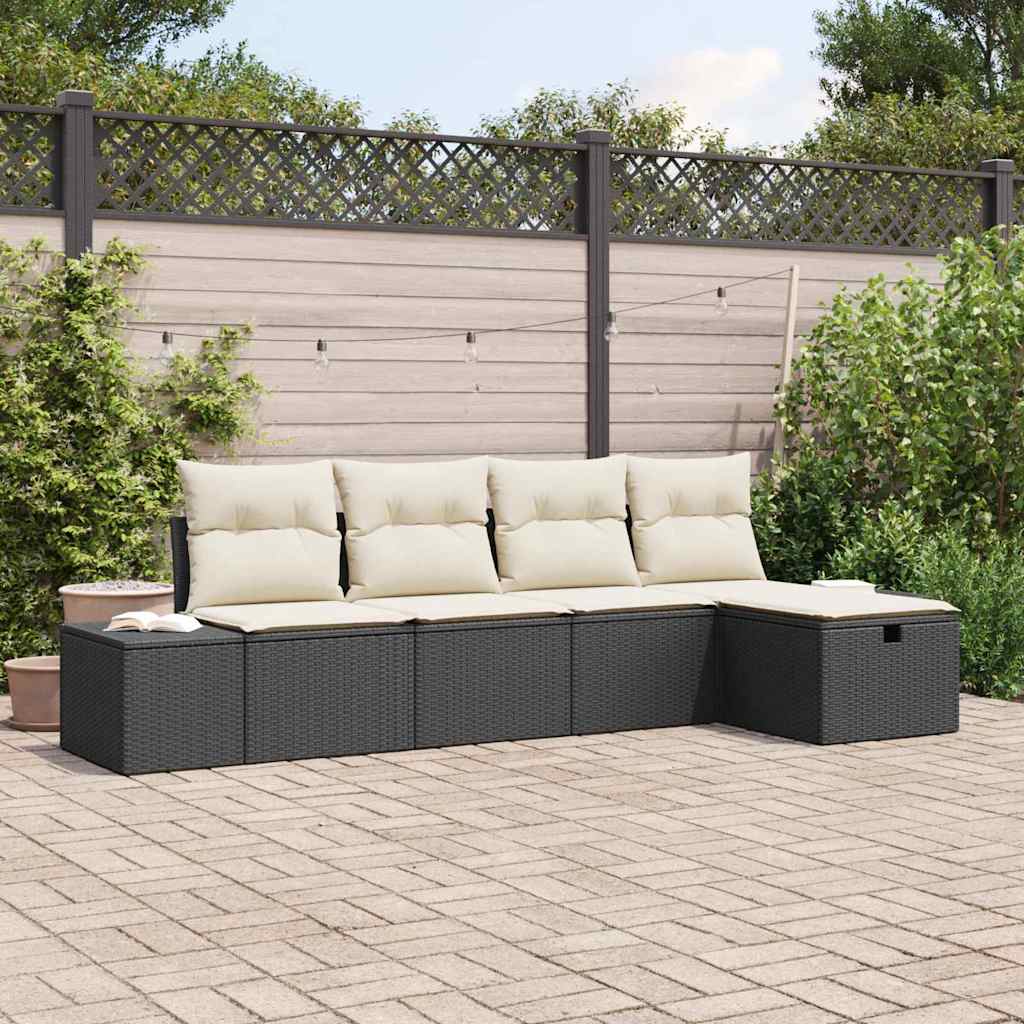 Sofa Set mit Kissen 5 pcs Poly-Rattan