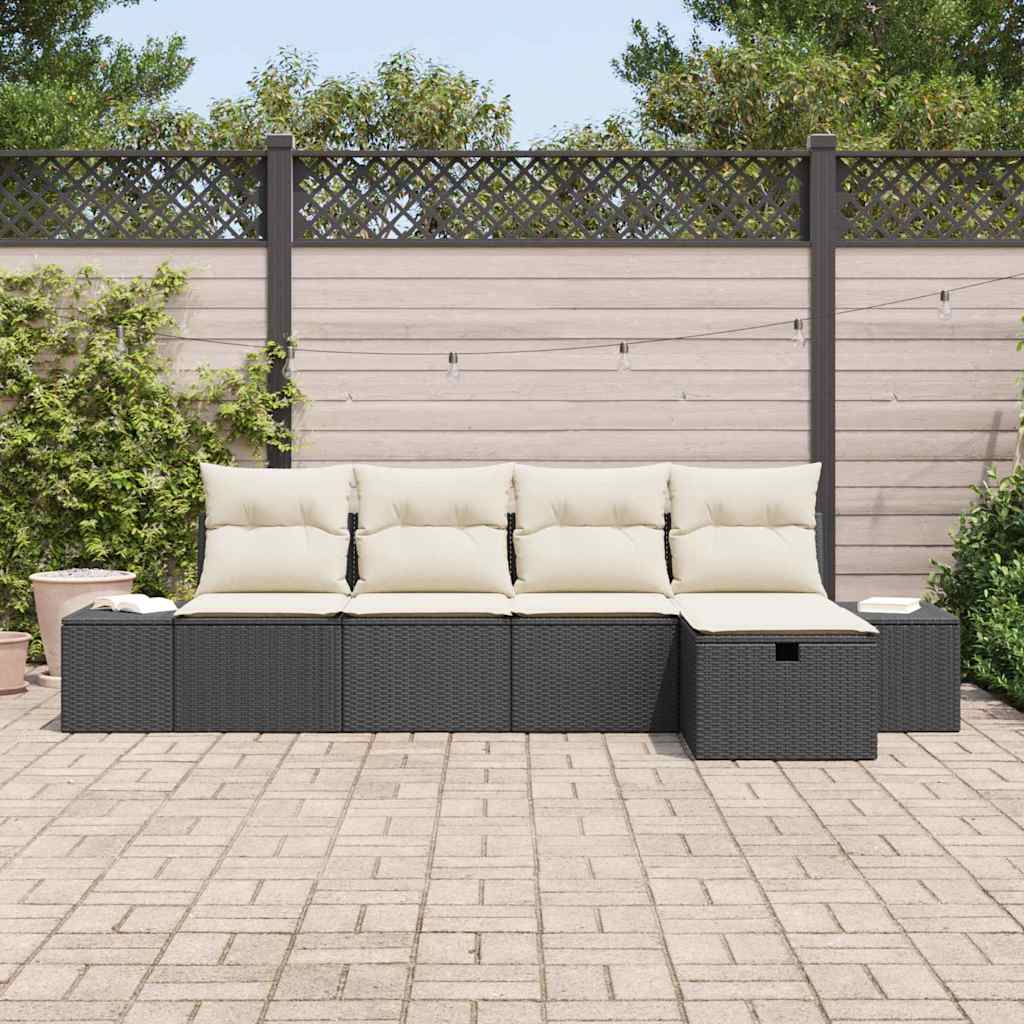 Sofa Set mit Kissen 5 pcs Poly-Rattan