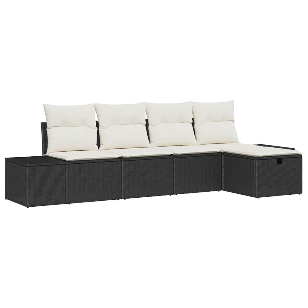 Sofa Set mit Kissen 5 pcs Poly-Rattan