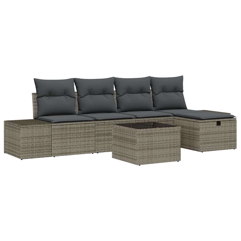Sofa Set mit Kissen 5 pcs Poly-Rattan