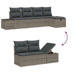 Sofa Set mit Kissen 5 pcs Poly-Rattan
