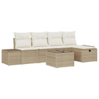 Sofa Set mit Kissen 6 pcs Poly-Rattan